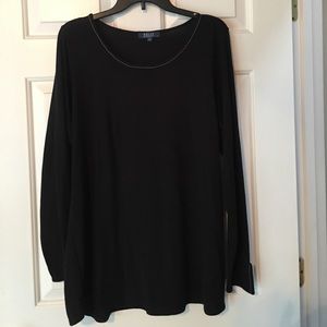 Clinton Kelly black tunic sweater w silver detail